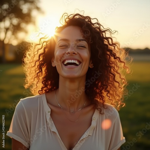 Embracing joy and confidence, a radiant woman enjoys a sunny moment outdoors while celebrating the beauty of aging gracefully