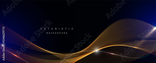 abstract stylish blue wave design dark background vector