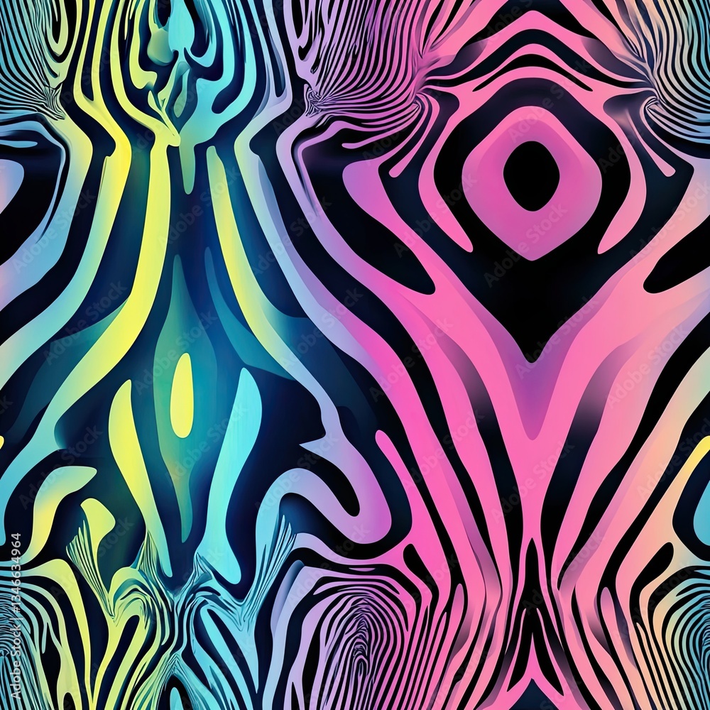 Fototapeta premium Wavy Distorted Zebra Stripes Optical Illusion Seamless Pattern Design