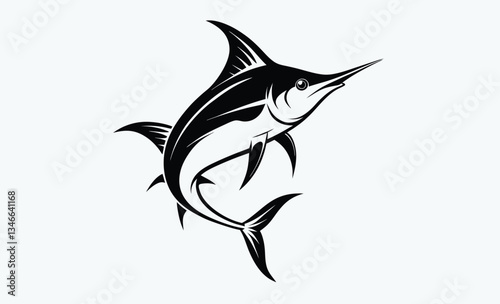Marlin fish silhouette, blue marlin icon, vector illustration