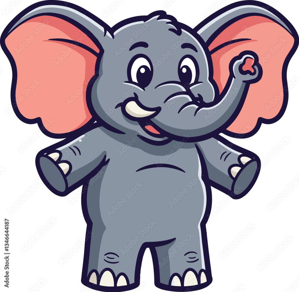 Fototapeta premium Cute Cartoon Elephant Mascot with Open Arms