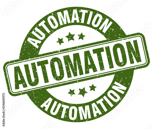 automation stamp. automation label. round grunge sign