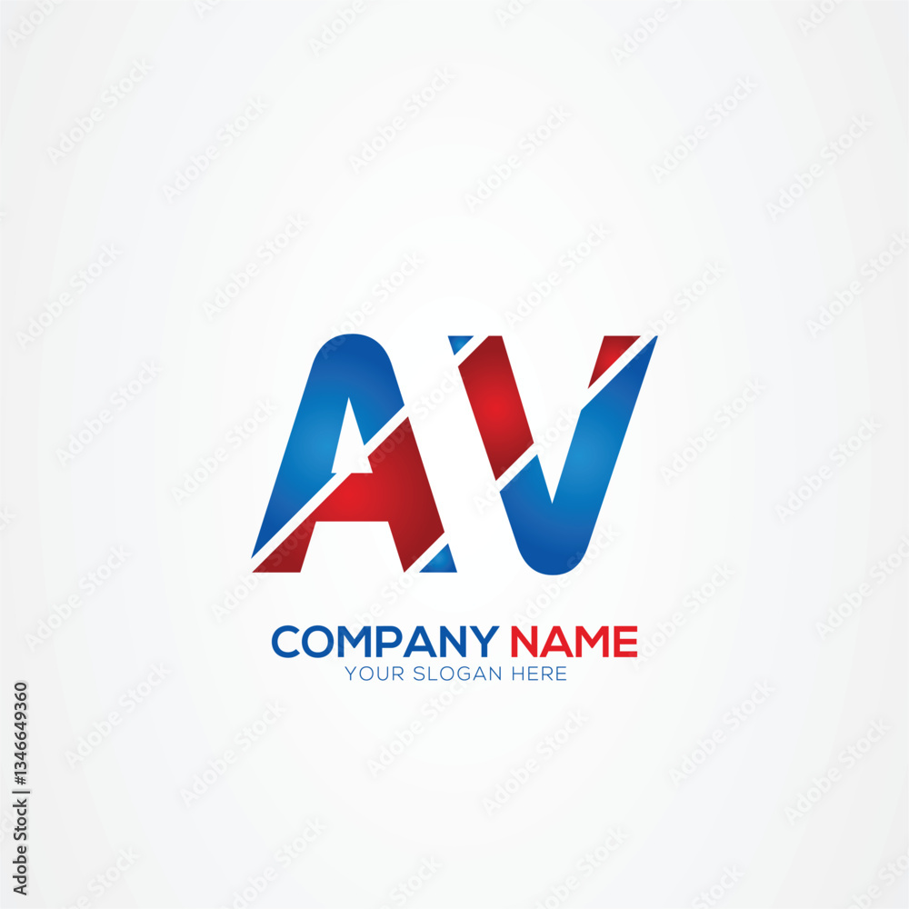 Fototapeta premium AV or VA Creative Modern Letters Logo Design Element red and blue