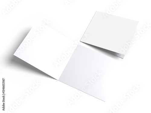 Open Leaflet or bi fold mockup. Blank template paper, wedding invitation, postcard, thank you card, notecards, note paper, greeting card, brochure or presentation your creative design work