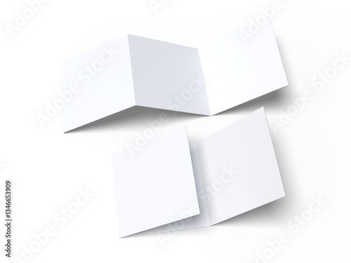 Open Leaflet or tri fold mockup. Blank vector template paper, wedding invitation, postcard, thank you card, notecards, note paper, greeting card, brochure or presentation your creative design work photo