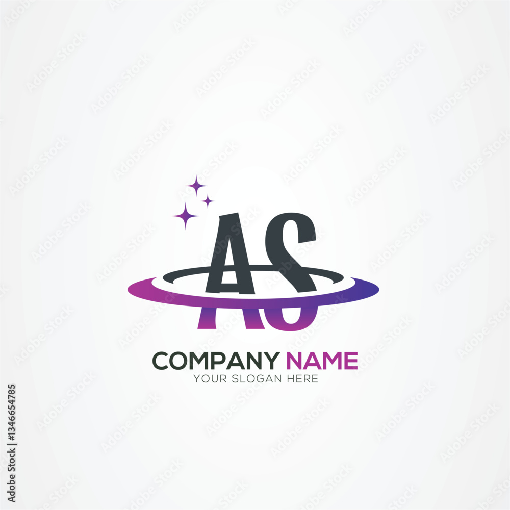 Fototapeta premium Modern Letter AS SA Planet space logo design With Creative Vector Elements