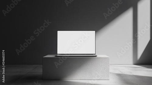 Wallpaper Mural sleek laptop mockup on modern minimalist podium Torontodigital.ca