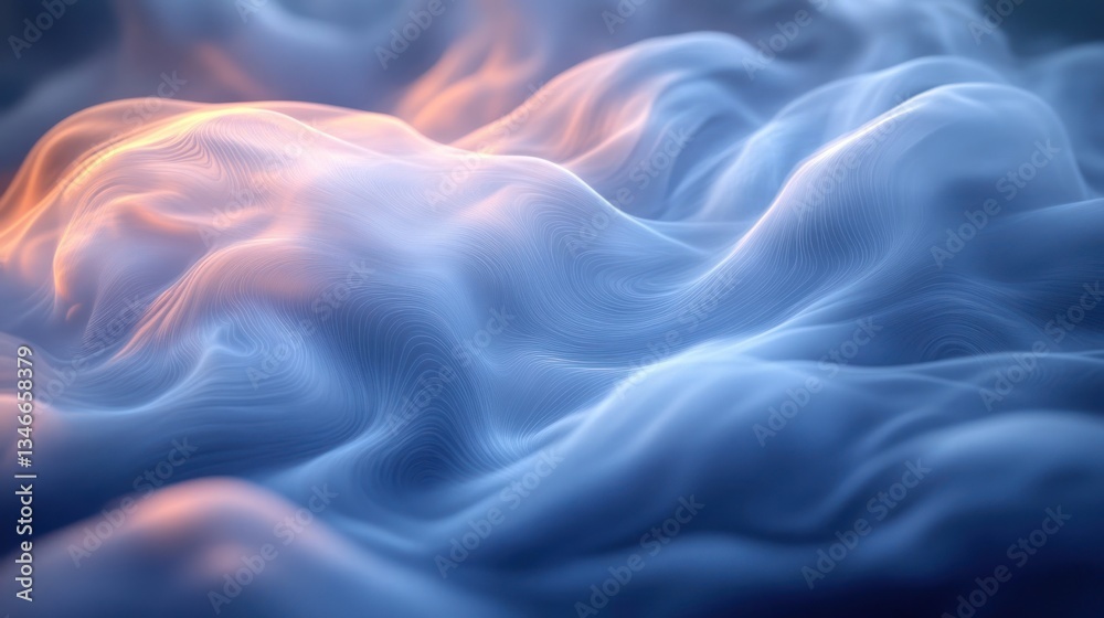 Obraz premium Abstract digital fabric, flowing, dynamic, landscape, sunset hues