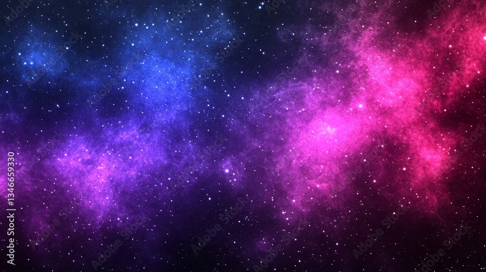 Naklejka premium Cosmic Nebula: A Symphony of Pink and Blue