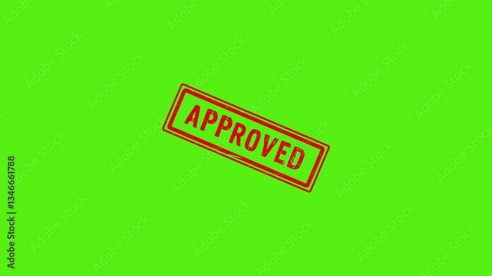Aprroved stamp visual effect with red colour isolated green. 4K footage suitable for check and verification Aprroved stamp visual effect with red colour isolated green. 4K footage suitable for check and verification