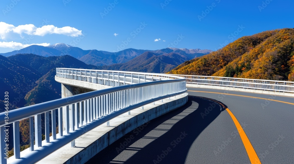 Obraz premium Scenic road curving through mountains japan landscape photography autumn colors high-angle view travel concept