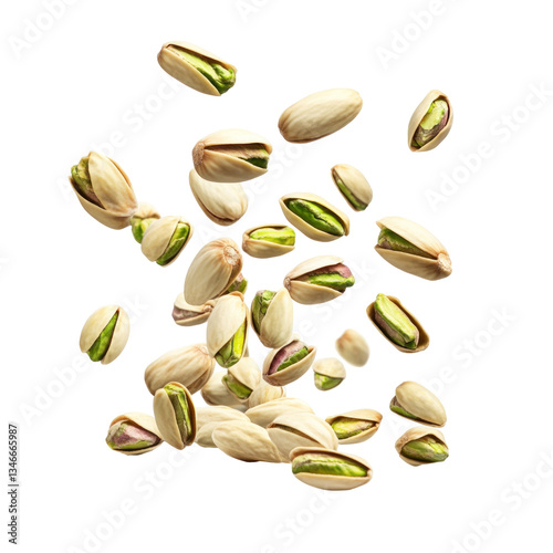 pistachio nuts on white background