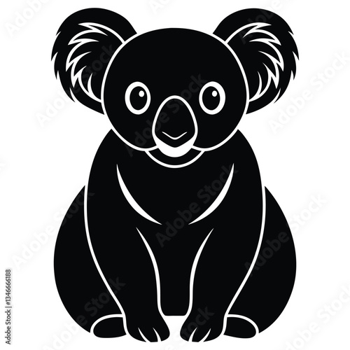 Adobe Illustrator ArtworkKawaii koala silhouettes set, large pack of vector silhouette design, isolated white background