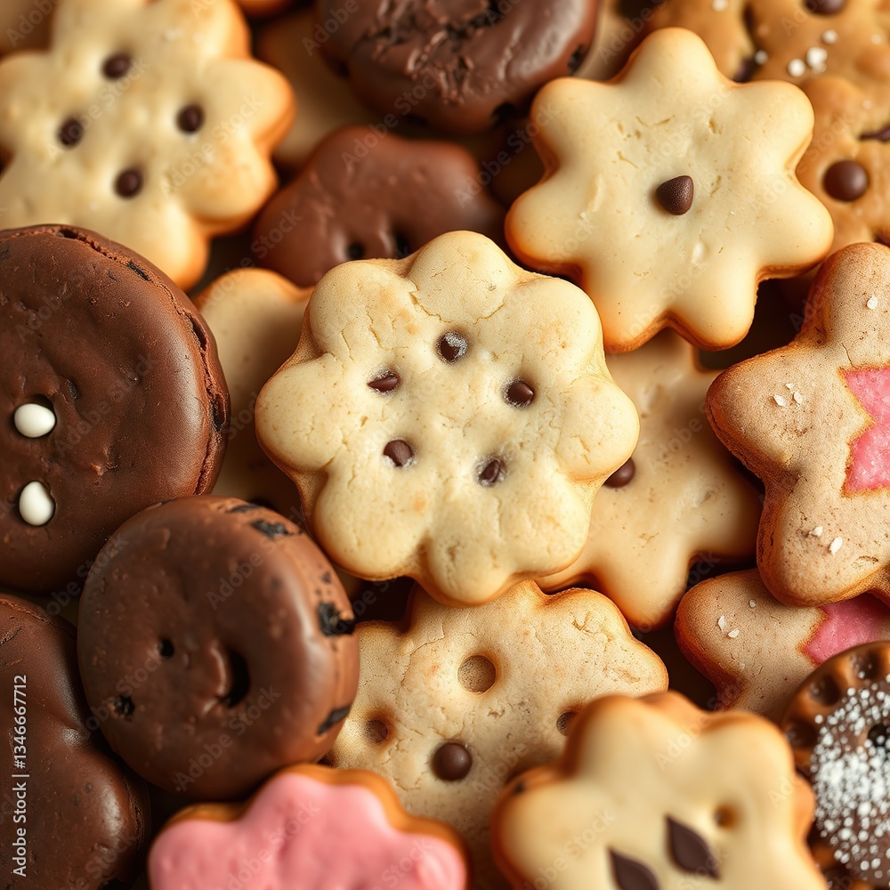 Naklejka premium Assorted Cookies and Shortbread Selection, Sweet Treats Display
