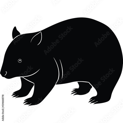 Adobe Illustratangry wombat vector bundle, silhouette clipart, black and white illustrationor Artwork