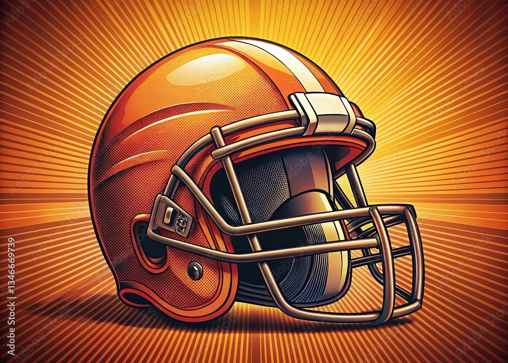 Fototapeta premium Vintage Football Helmet Vector Illustration
