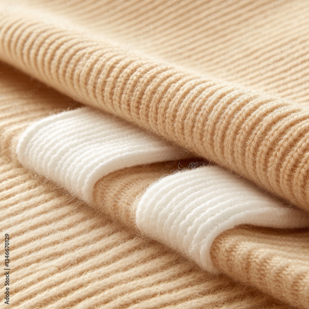 Beige and White Knitted Fabric Texture Beige and White Knitted Fabric Texture