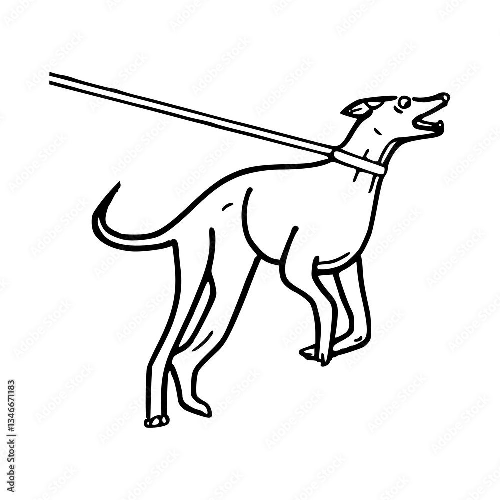 Obraz premium barking dog on leash vector