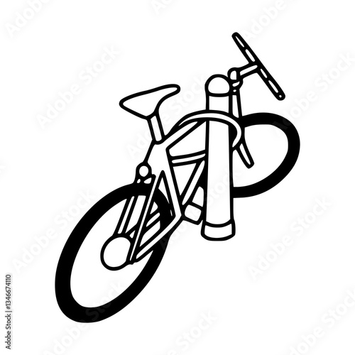 bicycle locked to post vector