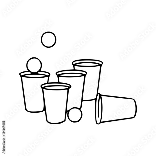 plastic cups and balls outline