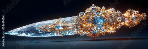 Abstract Gold And Blue Crystal Blade Digital Art