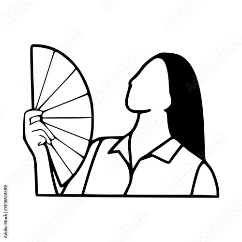 woman fanning herself vector illustation