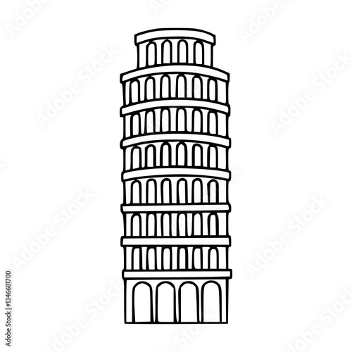 outline drawing of a Pisa tower