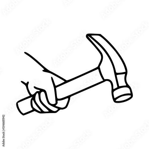outline of hand gripping hammer