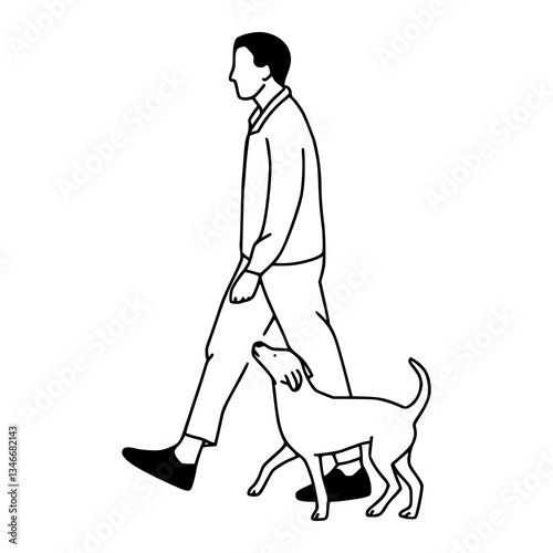 person and pet dog outline