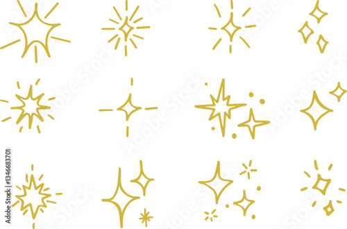 Cute doodle images of stars and sparkles