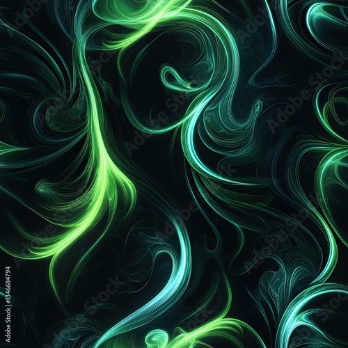 Glowing Abstract Swirls Seamless Pattern X Ray Style Design