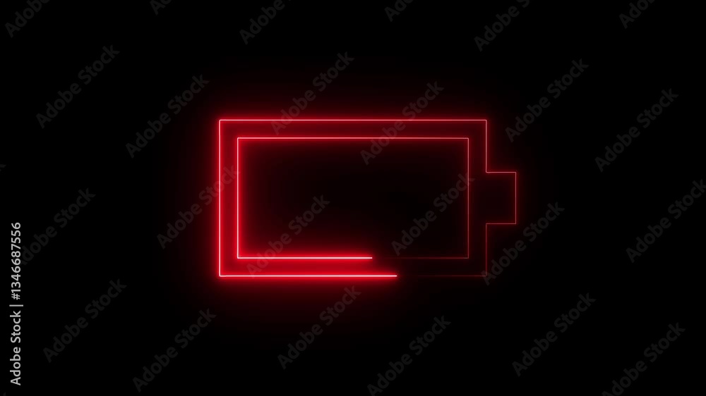 Battery Status Sign with black background. Neon glowing battery charging icon. neon battery icon. power and electricity accumulator battery. Battery Status Sign with black background. Neon glowing battery charging icon. neon battery icon. power and electricity accumulator battery.