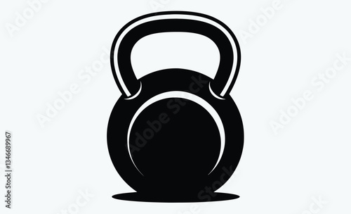 Kettlebell silhouette, fitness weight icon, gym equipment vector illustration