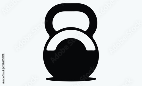 Kettlebell silhouette, fitness weight icon, gym equipment vector illustration