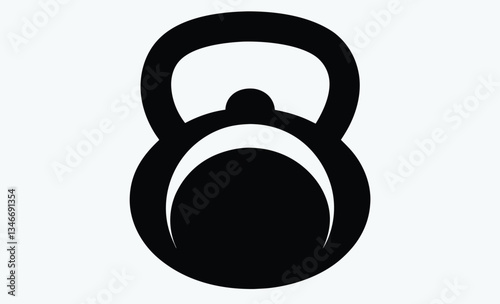 Kettlebell silhouette, fitness weight icon, gym equipment vector illustration