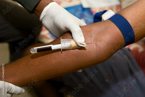 Blood sample collection in a clinical setting for testing