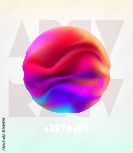 3D colorful ball. Iridescent fluid spheres. Vector geometric form.