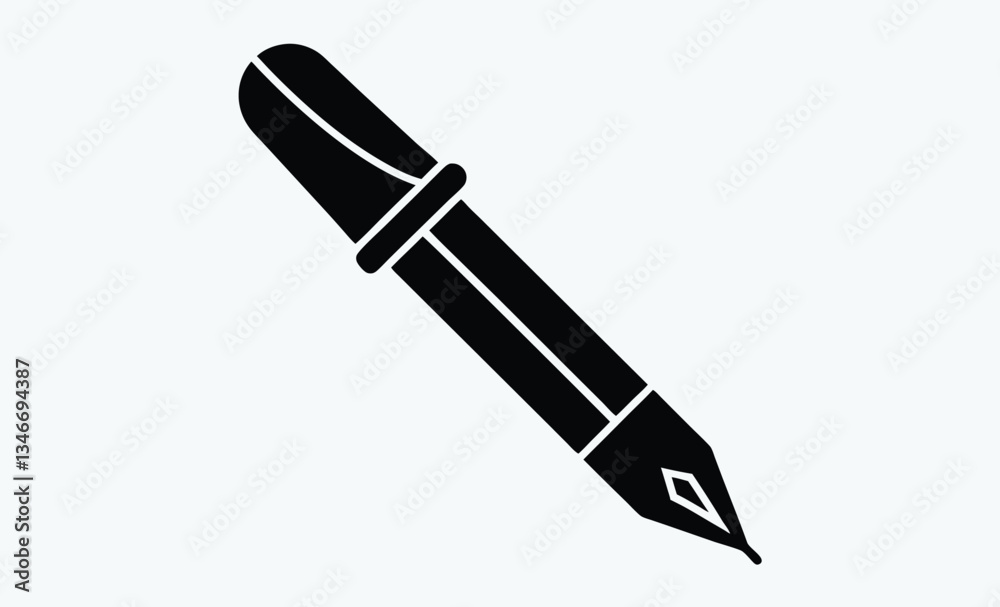 Ink pen graphic icon, fountain pen silhouette, vector illustration Ink pen graphic icon, fountain pen silhouette, vector illustration
