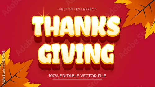 Happy thanksgiving text editable text effect autumn fest day