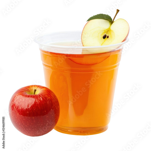 Appl juice in a plastic glass