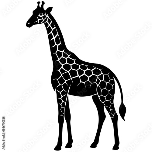giraffe black color silhouette vector icon white background