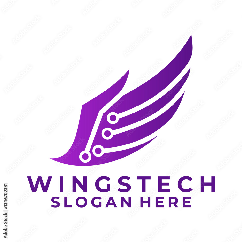 Fototapeta premium Wing connections logo design vector template. Wings network logo design icon
