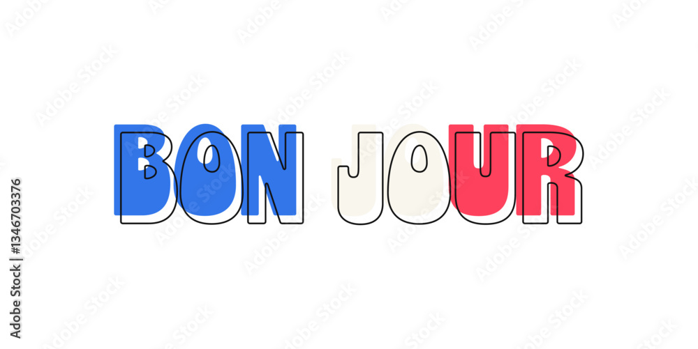 Fototapeta premium Bon Jour card. Lettering vector isolated on white background