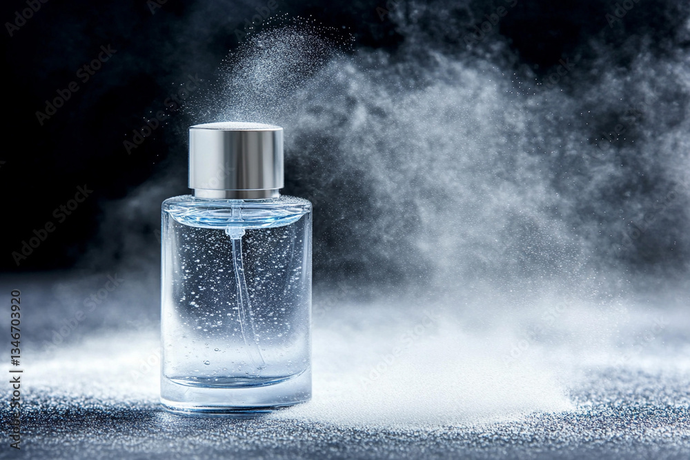 Luxury perfume bottle with artistic splash showcasing elegance and allure in a captivating manner Luxury perfume bottle with artistic splash showcasing elegance and allure in a captivating manner