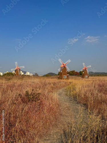 Wallpaper Mural Three Windmills in an Autumn Field Torontodigital.ca