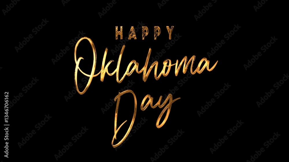 Happy Oklahoma Day text animation on gold color. Perfect for social media posts, website headers, event promotions, greeting cards and posters. Happy Oklahoma Day text animation on gold color. Perfect for social media posts, website headers, event promotions, greeting cards and posters.