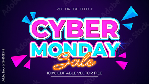 Foto Cyber Monday Sale editable text effect Neon Color style