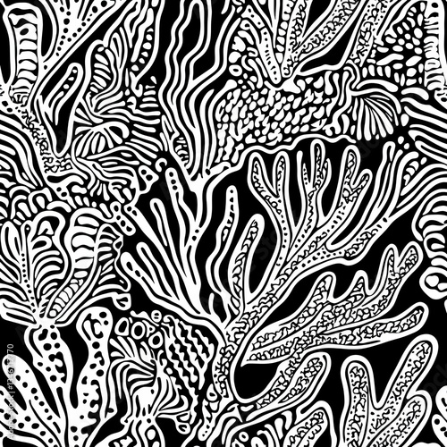 Wallpaper Mural Zentangle Underwater Coral Seamless Pattern Vibrant Design for Textile Web and Print Torontodigital.ca