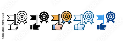 Accomplishment Icon Set Multiple Style Collection