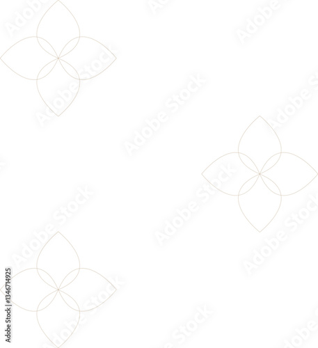 Elegant repeating beige floral pattern with symmetrical motifs on a transparent background, perfect for decorative cultural motifs.